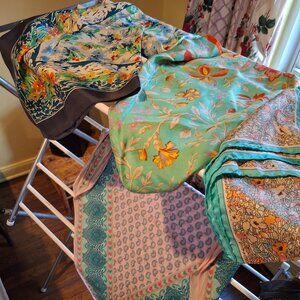 Liberty Silk Square Scarves 26 3/4 by 26 3/4 and Gap 74 inch Tapered Scarf